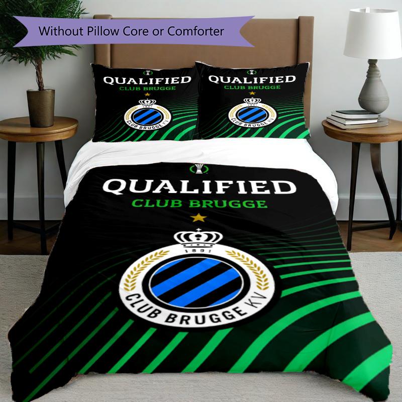 3pcs Duvet Cover Set (1*Duvet Cover + 2*Pillowcase, Without Core), Club Brugge K V Print Bedding Set, Bedroom Decor, All‑Season, Gift