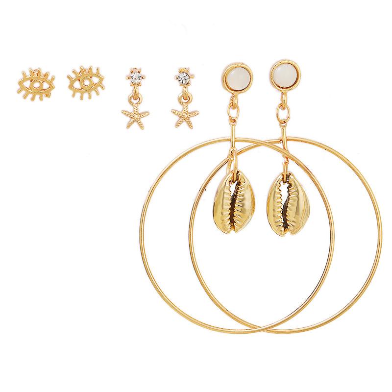 

European And American Fashion New Earrings Wild Net Red Starfish Shell Big Earring Set Earrings Women s Clothing Manufacturer