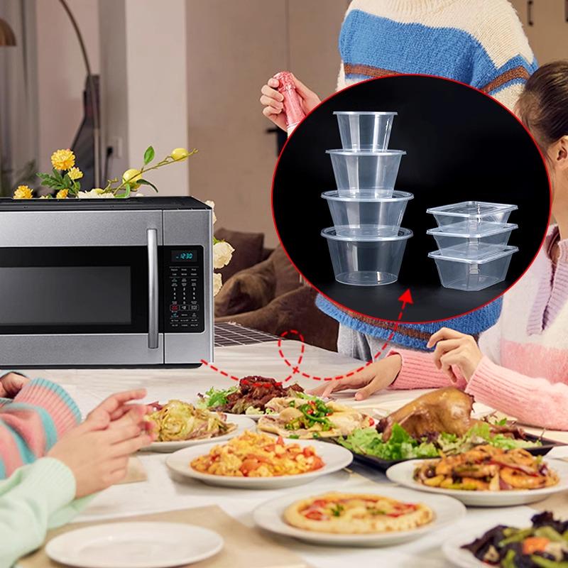 Disposable Transparent Food-Grade Round Takeaway Box for Salad, Bento, or Rice - High Temperature Resistant