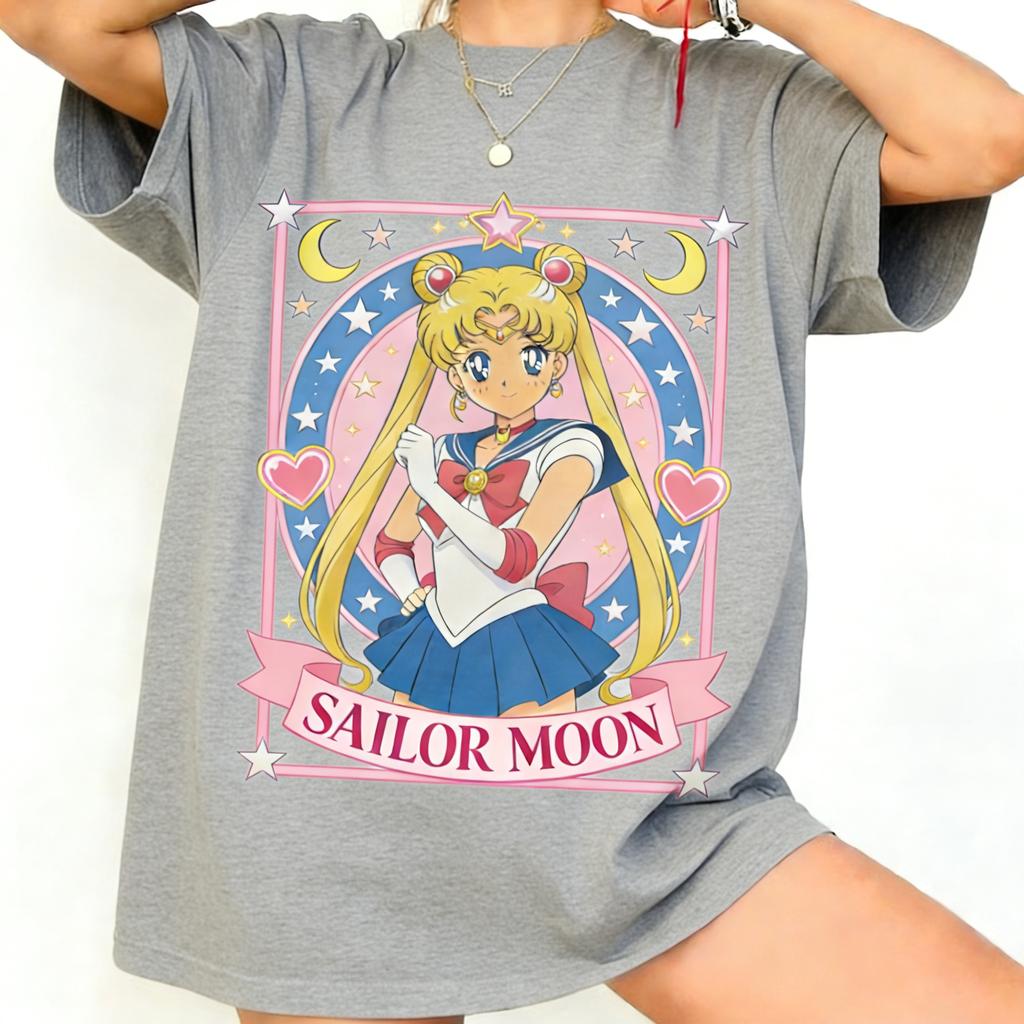 Pretty Girl Warrior Anime Retro 90s Printed Tshirt Summer Mens and Womens Tshirt Street Style Casual Trendy Short Sleeve