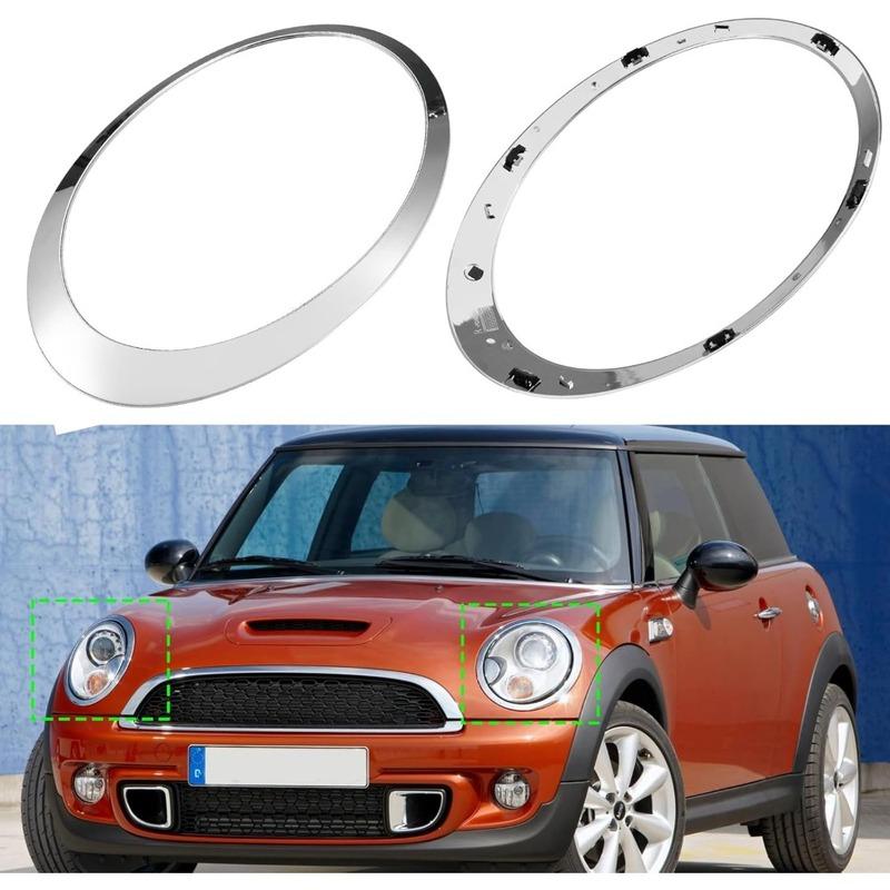 For Mini For Cooper F55 F56 F57 2014- Gloss Black/Silver Plated Headlight Ring Bezel Trim Surround Cover 51137300631