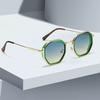 Vintage Sunglasses for Women Modern Octagonal Glasses Black Lenses Golden Edging Fashion Sun Glasses New in Trendy