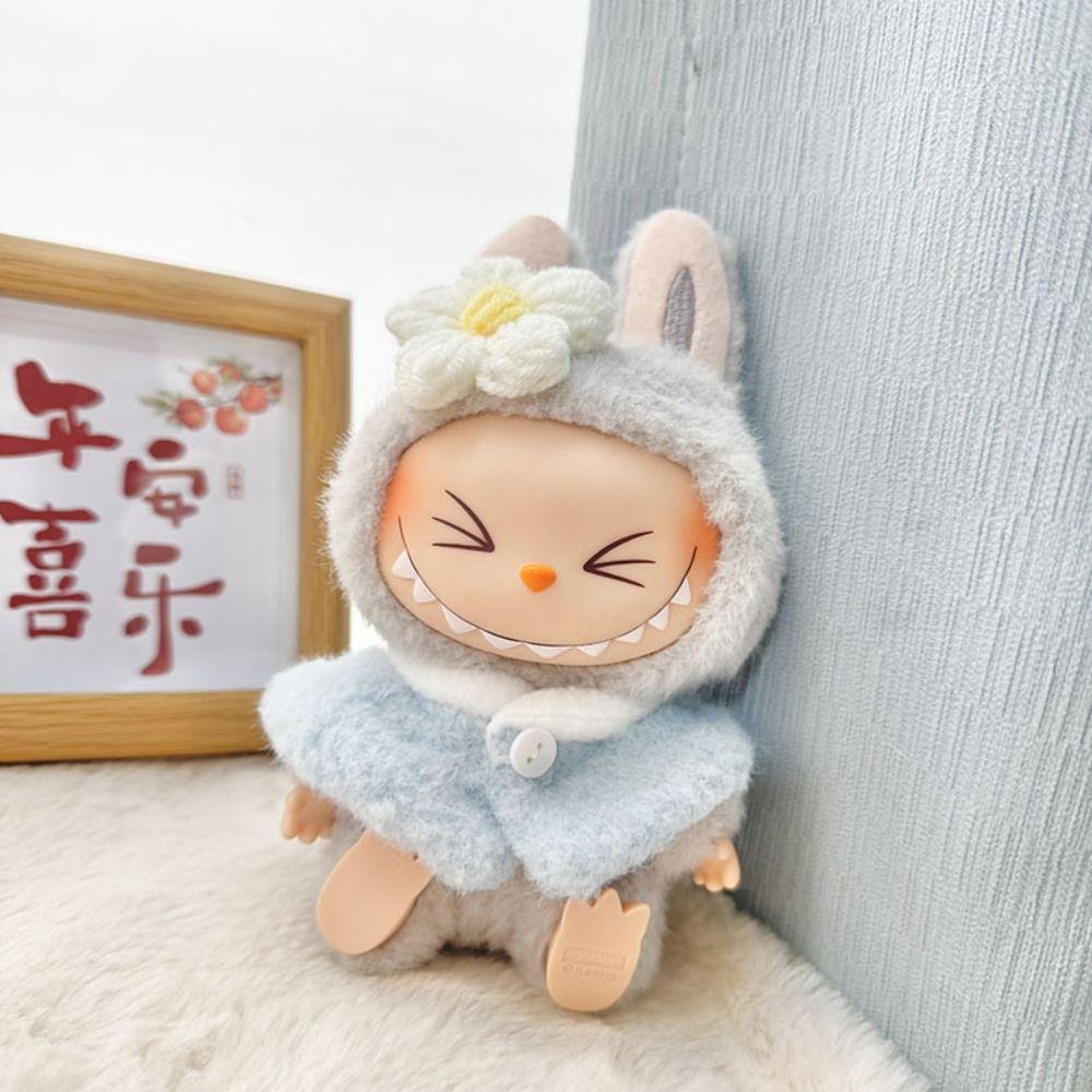 Sunflower Hairpin Sitting Labubu Time Cloth Plush Cloak 17cm Plush Dolls Clothes  Children Gift