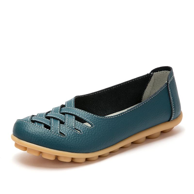 

Модные новые женские туфли большого размера из коровьей кожи со слоями сто голов, модные повседневные туфли Crocs, легкие и удобные женские кожаные туфли 35