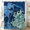 Large Wave Shower Curtain Waterproof Bathroom Decor Home Textile Custom-made Polyester Fabric Creative Pattern Blue Color AliExp