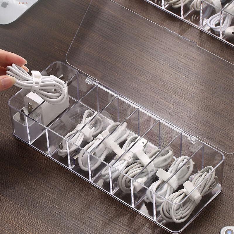 Lubangxiong Large Transparent Cable Organizer Box with Lid
