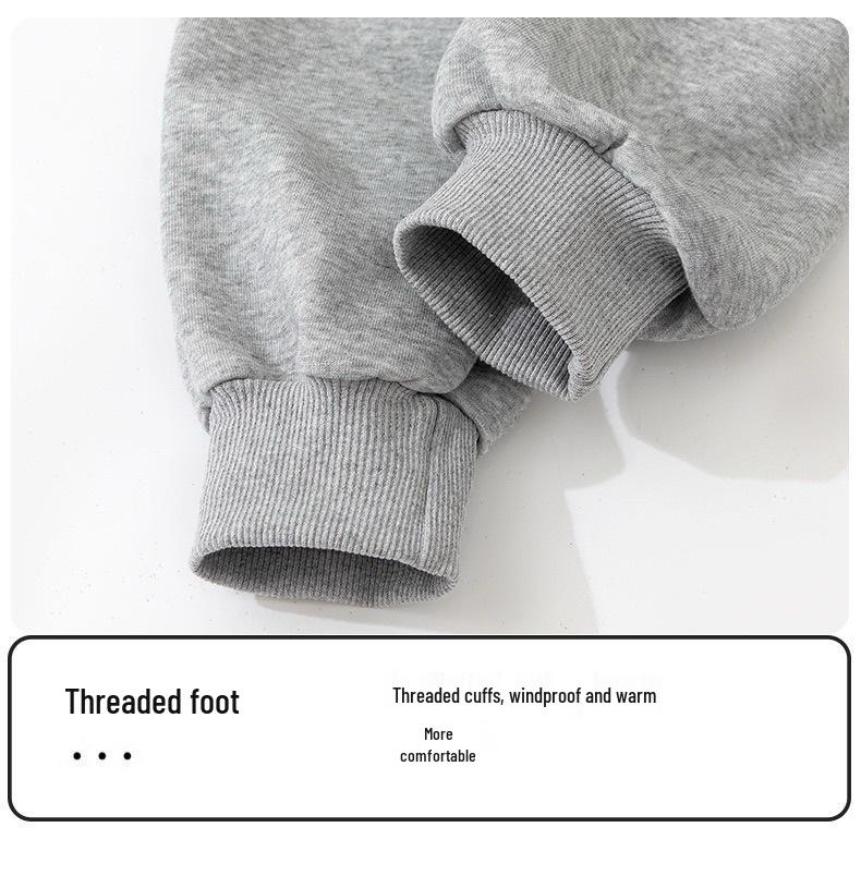 2025 Stylish Boys' and Girls' Solid Color Sweatpants with Ribbed Cuffs for Autumn and Winter