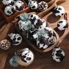 12/24Pcs Cow Print Ball Christmas Tree Ornaments 6CM Western Cowboy Christmas Ball Shatterproof DIY Xmas Tree Hangings Pendant