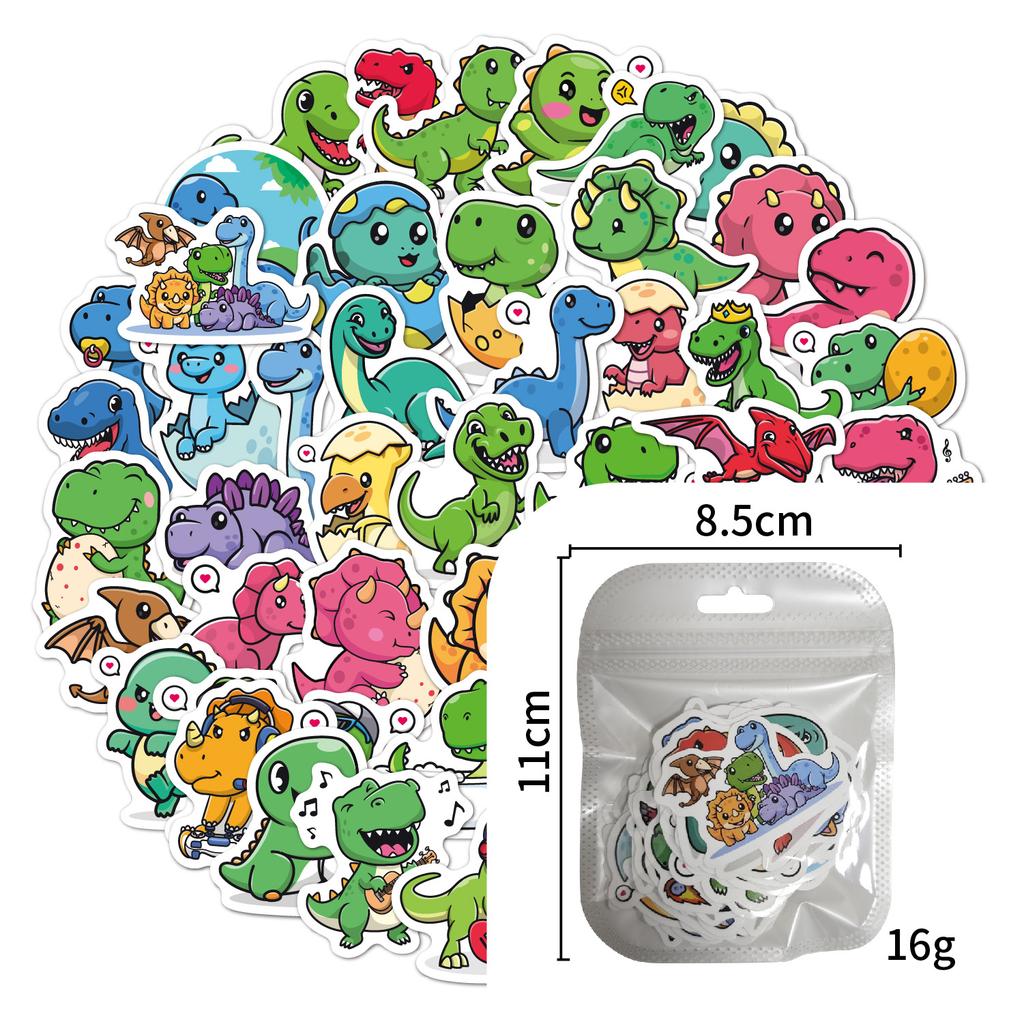 Stickers 50 Small Size Water Cup Lunch Box Stationery Decoration Student Reward Small Gift Dinosaur Stickers