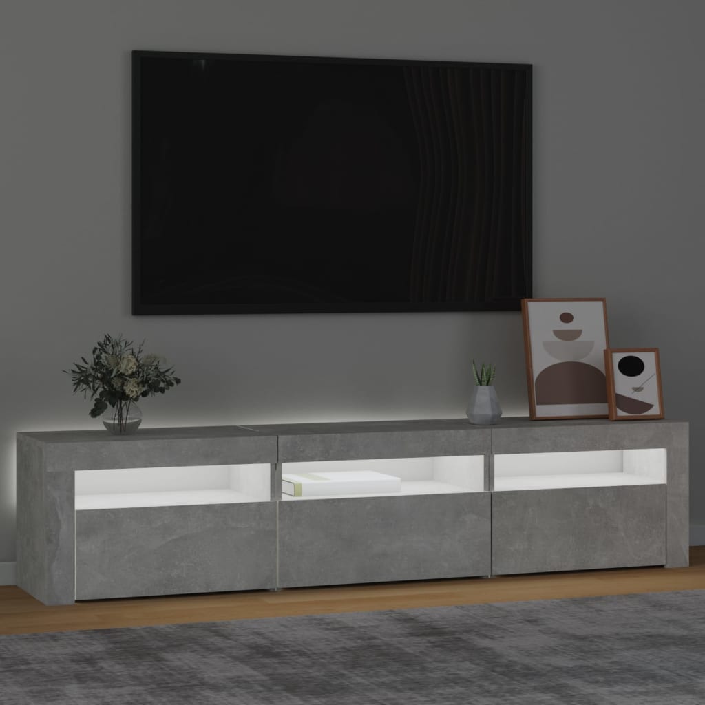 Vidaxl Szafka Pod Tv Z Oświetleniem Led, Szarość Betonu, 180X35X40 Cm