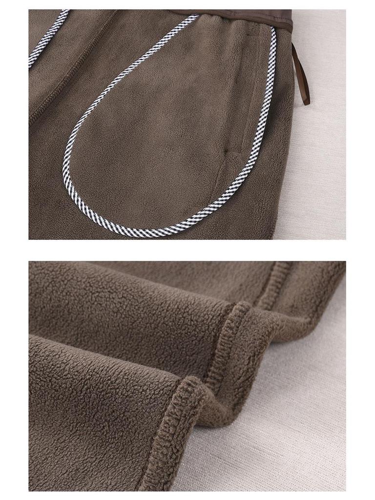 Blue Women's High-Waisted Fleece-Lined Sweatpants with Drawstring Ankle Cuffs, Petite Nine-Point Length, 2025 Edition.