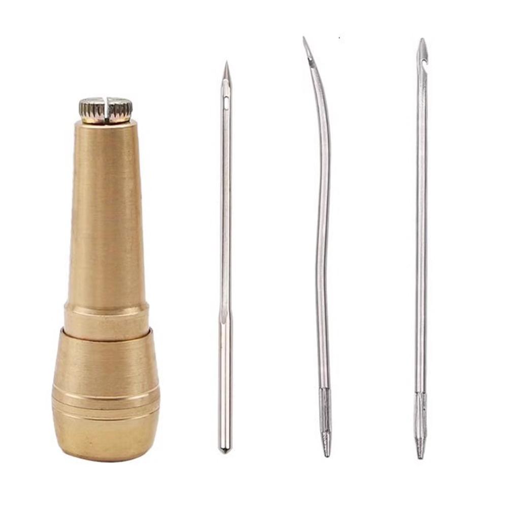 

Leather Sewing Awl Set Copper Handle Hand Stitching Repair Tool for Shoes Canvas Tent Leather Crafts A
