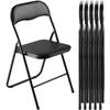 6 Pack Folding Chairs Portable Leather Chairs with Padded Cushion Black