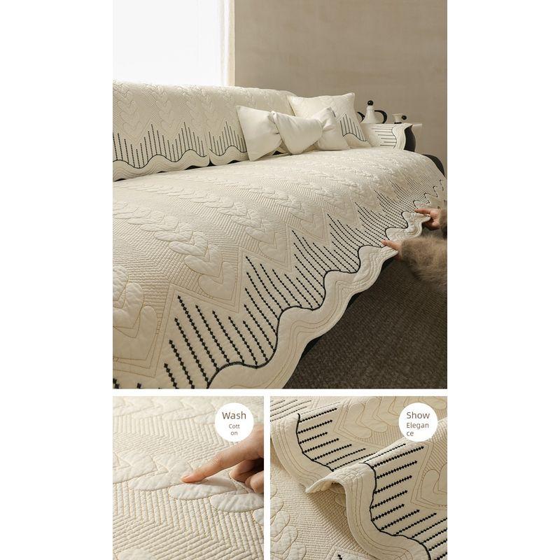 

Подушка для дивана во французском классическом стиле, формованная, из хлопковой ткани, чехол для дивана из чистого хлопка, нескользящая, всесезонная, подушка в кремовом стиле Heart Strings-Soft White 30*50 waist pillowcase