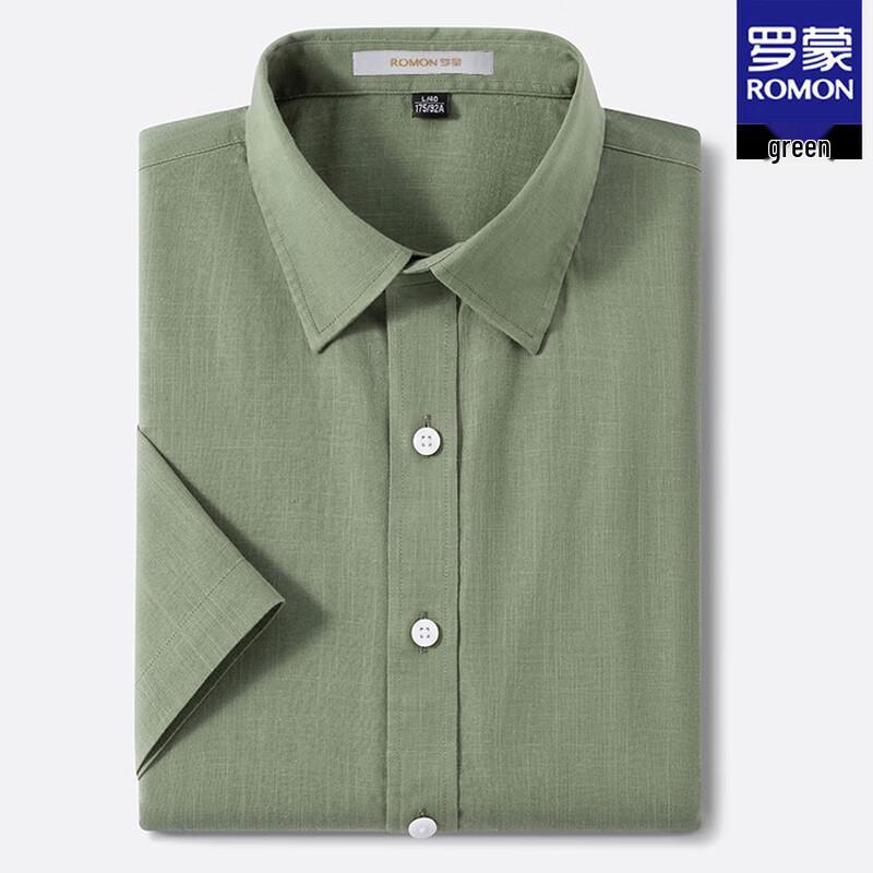 Romon Men s Summer Linen Blend Short Sleeve Shirt 170/88A