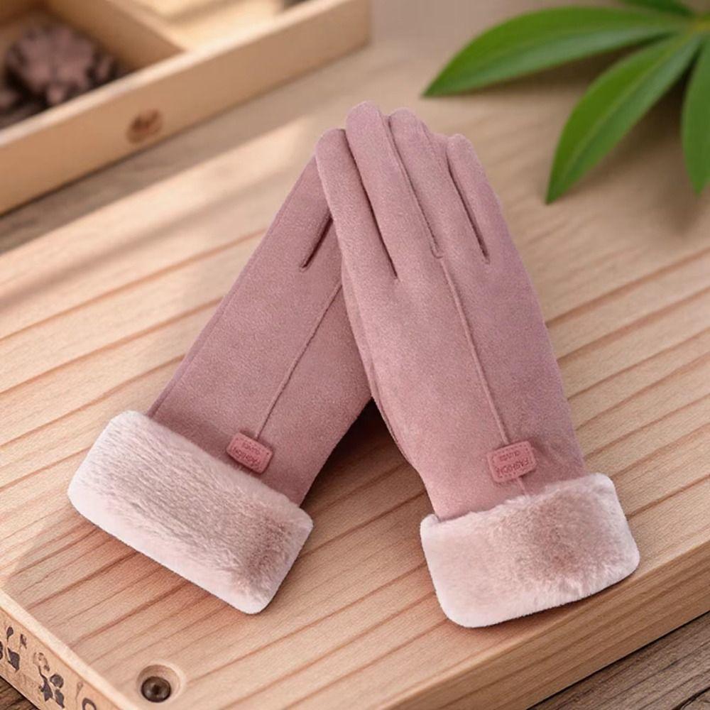 Windproof Suede Gloves  Sports Cycling Mittens Women Winter Gloves  Autumn/Winter