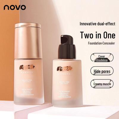 NOVO Dual-Use Hydrating Concealer Foundation: Nourishes, Unifies Skin Tone, Long-Lasting, Ideal for Students and Parties.
