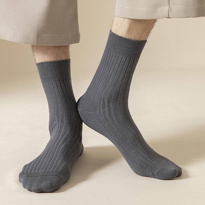 Socks Men'S Pure Cotton Medium Tube Socks Sports Sweat-Absorbing Deodorant Boneless Cotton Business Casual Men'S Socks