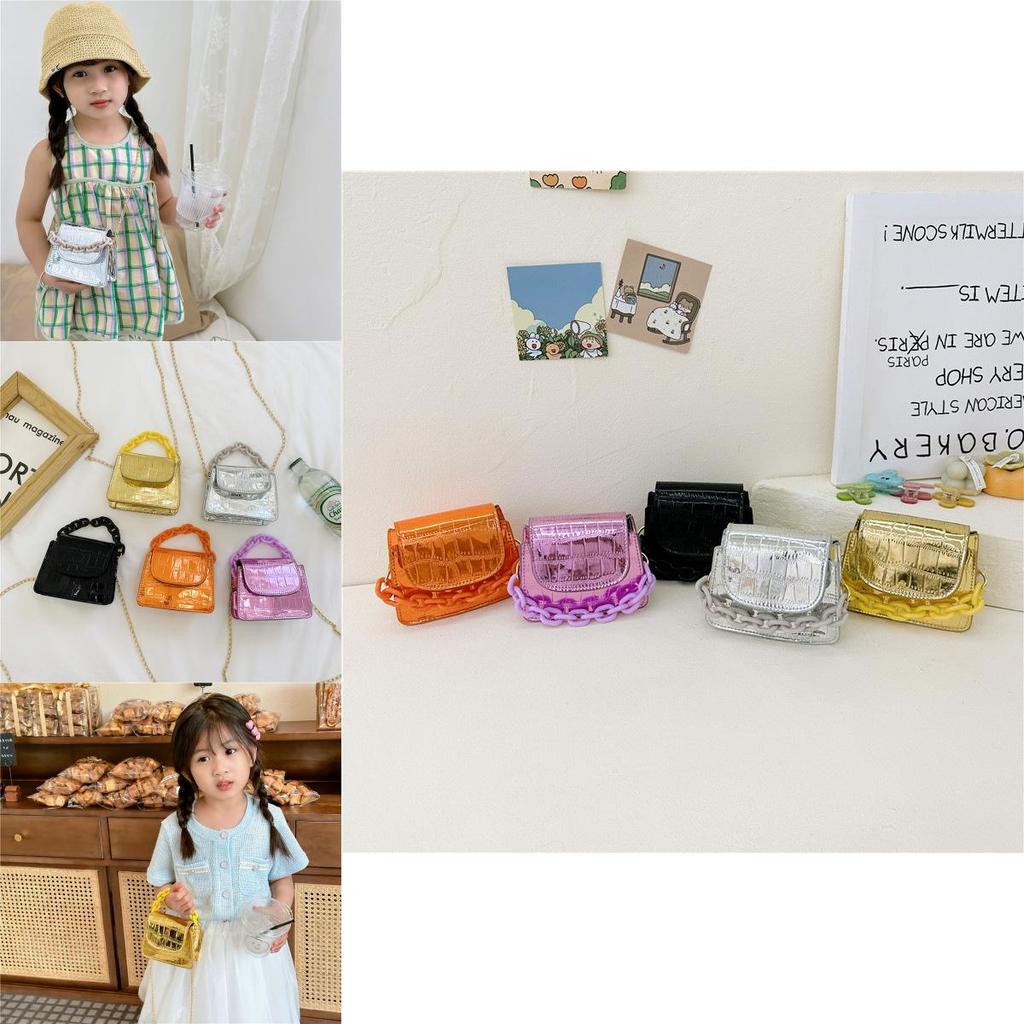 New Korean Version Girls Shoulder Bag Shiny Stone Pattern Fashion Chain Bag For Kids