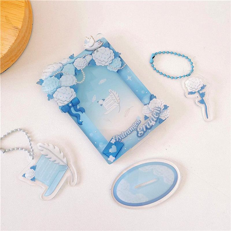 INS Acrylic Photocard Frame Cartoon Card Display Stand Photo Holder Photo Protection Card Sleeve Desktop Decor School Stationery