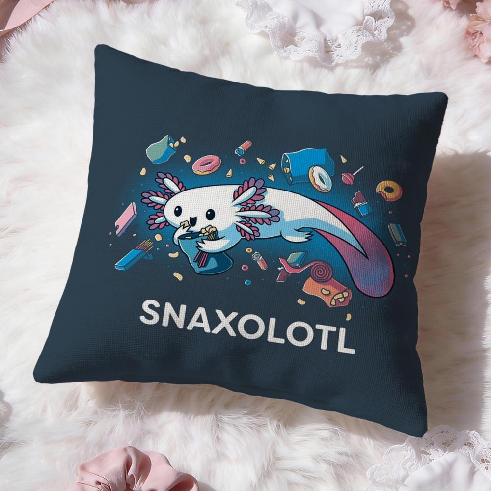 Cute Axolotl Cartoon Cushion Cover Premium Comfort Reversible Pillow Cove -Two In One Design for Any Room & Car Interior