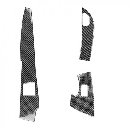 3Pcs Carbon Fiber Door Control Cover Trim For Chevrolet Corvette C7 2014-
