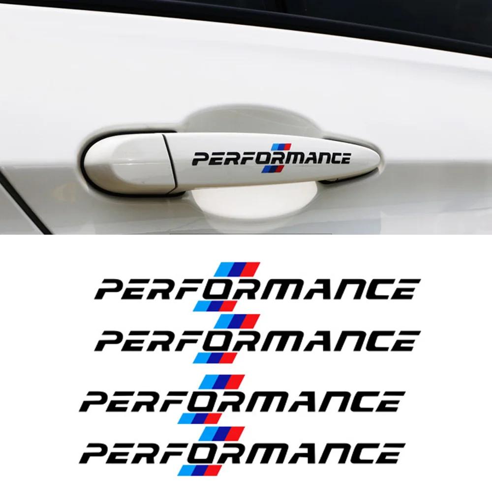 4PCS/SET Newest M Performance Logo Side Door Handle Sticker - for all hj1 models: F10, F20, F30, E90, E60, E46, E39, X3, X5, G30 1jh