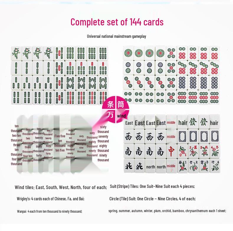 Compact Melamine Carved Mahjong Set for Dorms & Travel Entertainment