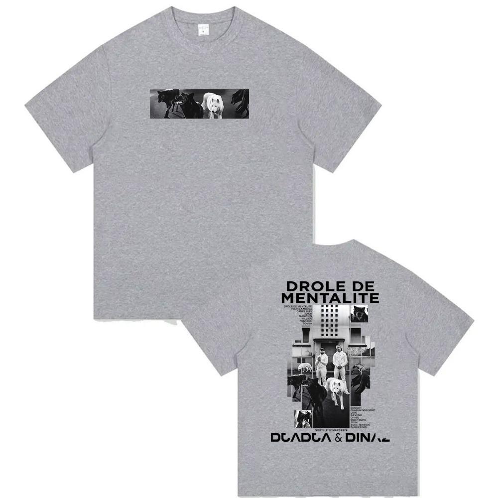 Rappeur Djadja & Dinaz DROLE DE MENTALITE Album 2026 T-shirt Graphique Homme Hip Hop Vintage Coton Manches Courtes T-shirt Streetwear S