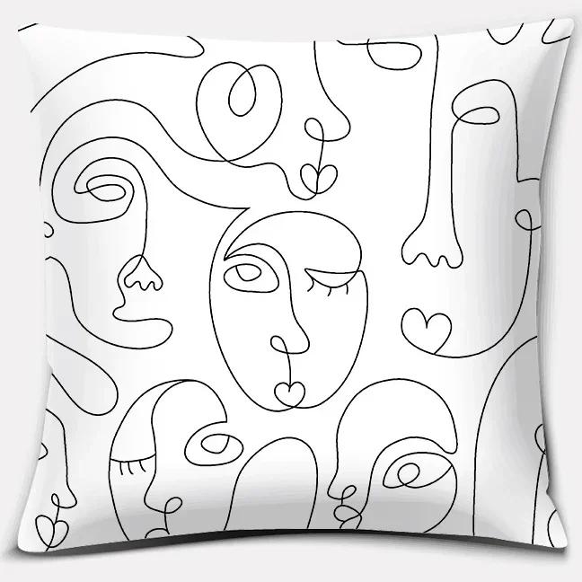 Home Decor Car Sofa Cushion Cover Abstract Face Collection Print Square Pillowcase