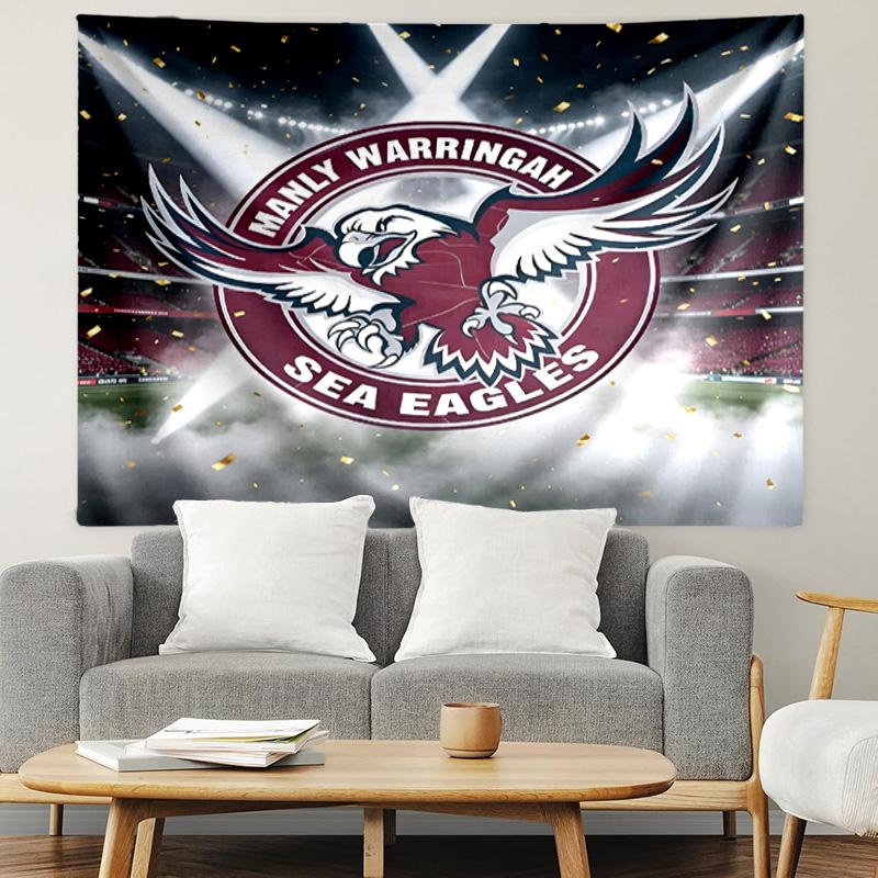 Manly Warringah Sea Eagles Print Tapestry, Lightweight Wall Hanging, for Bedroom, Dorm, Living Room, Home Art Decor, Birthday Christmas Gift for Frien