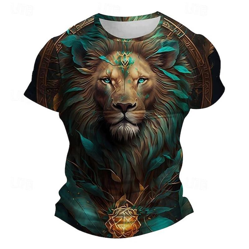 2024 Boutique Herr Vintage T-shirt Överdimensionerad 3D Tigertryck Kortärmad Topp Herrmode Rund Hals Sport Kortärmad 6XL
