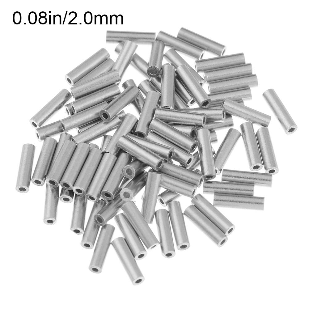 100pcs/lot Stainless Steel Connector Round Aluminum Crimp Sleeve Line Crimping Sleeves single Aluminum Fishing Wire Tube