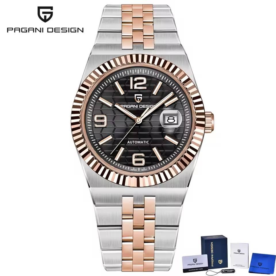 Pagani Design PD-YS027 Automatikuhr Herren Mechanische Armbanduhr Stahlarmband Wasserdicht Leuchtend Kalender Mechanische Armbanduhr