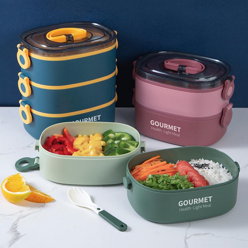 Microwaveable Insulated Lunch Box with Cutlery: Large Capacity Bento for Office Workers and Students