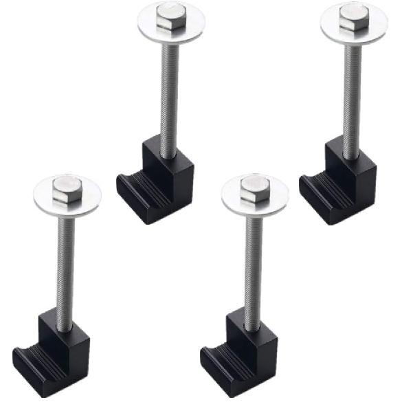 JGR Pickup Truck Tool Box Tie Downs Aluminum J Hook Crossover 4 Pack, Black