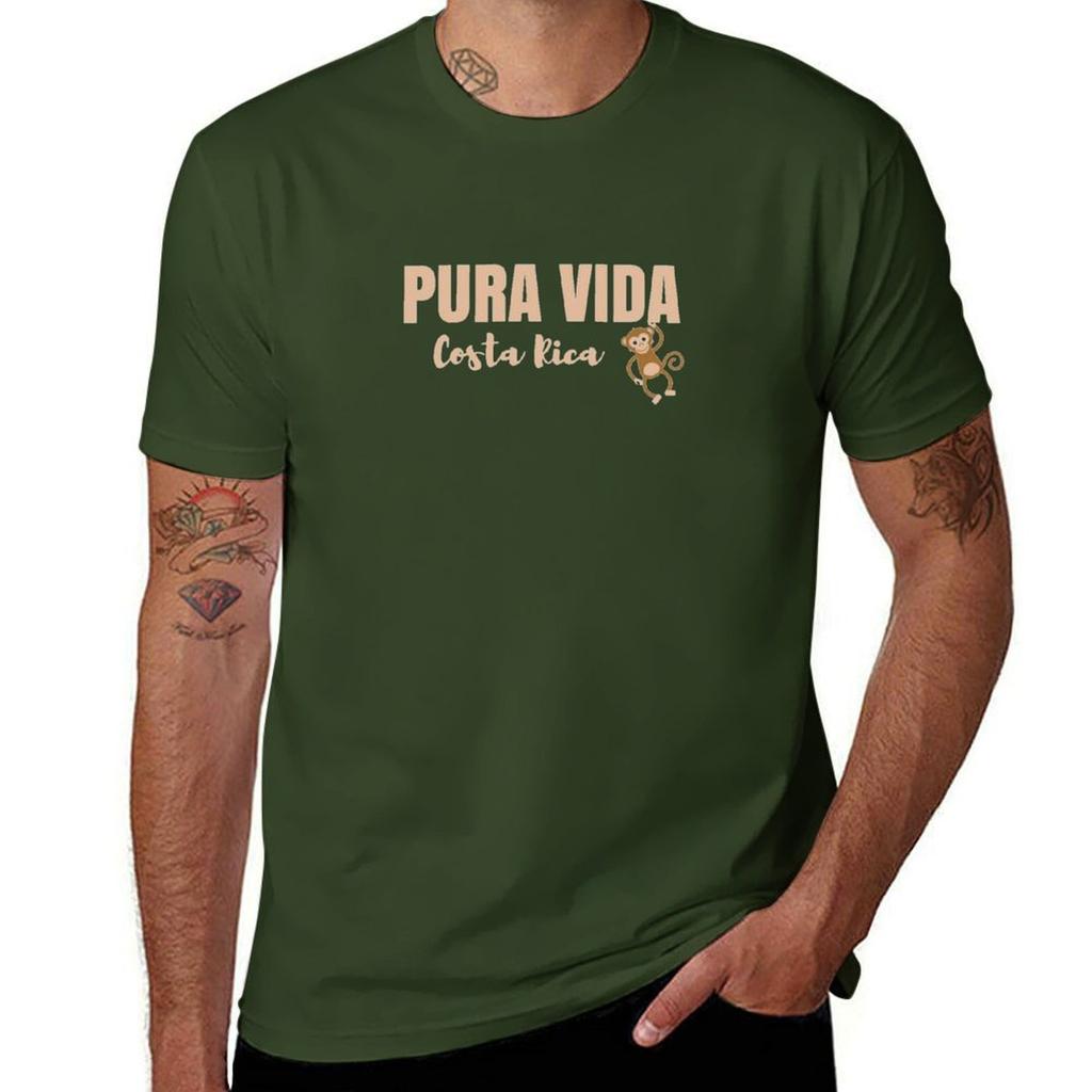 Costa Rica Pura Vida Monkey T-Shirt Short Sleeve Tee Animal Prinfor Boys Hippie Clothes T Shirts Men