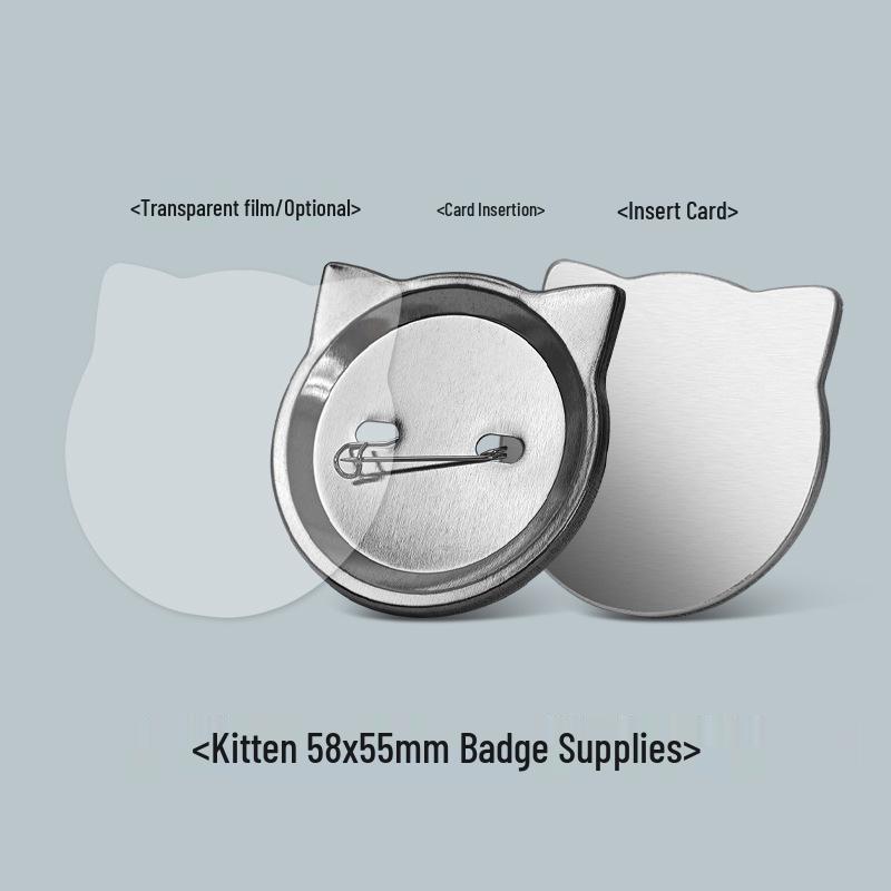 Small Round Frosted Tinplate Cat Pin: DIY Double Flash Chest Accessory