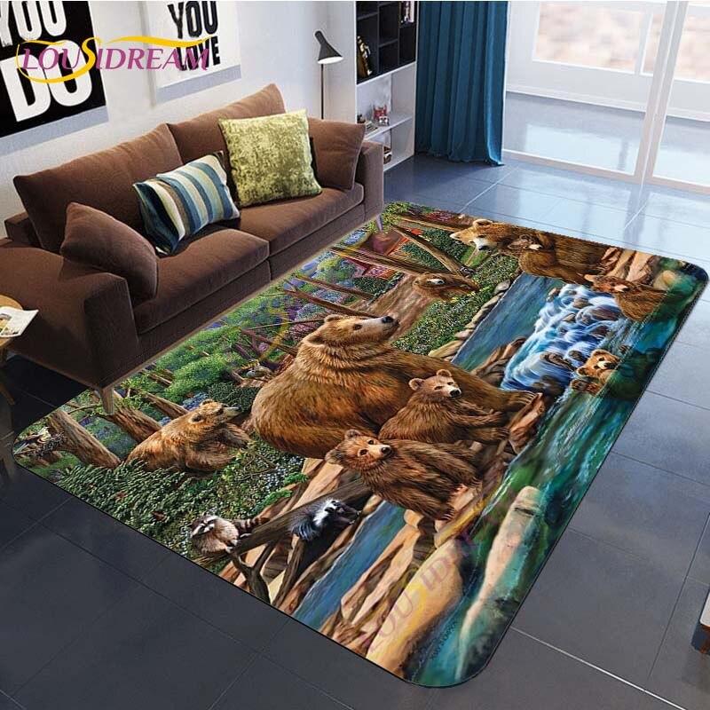 Tierteppich Cartoon Bär Muster Bereich Teppich Teppich Braunbär Fußmatten Teppich für Wohnzimmer Schlafzimmer Stuhl Matte Kinder Spielmatte