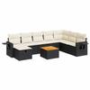VidaXL Salon de jardin 9 pcs avec coussins noir résine tressée, ensemble de canapés d'extérieur, ensemble de canapé d'angle 3325829