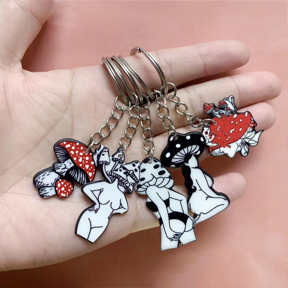 Acrylic Halloween Keychain Mushroom Girl Key Ring Crossbody Bag Pendant Keychain