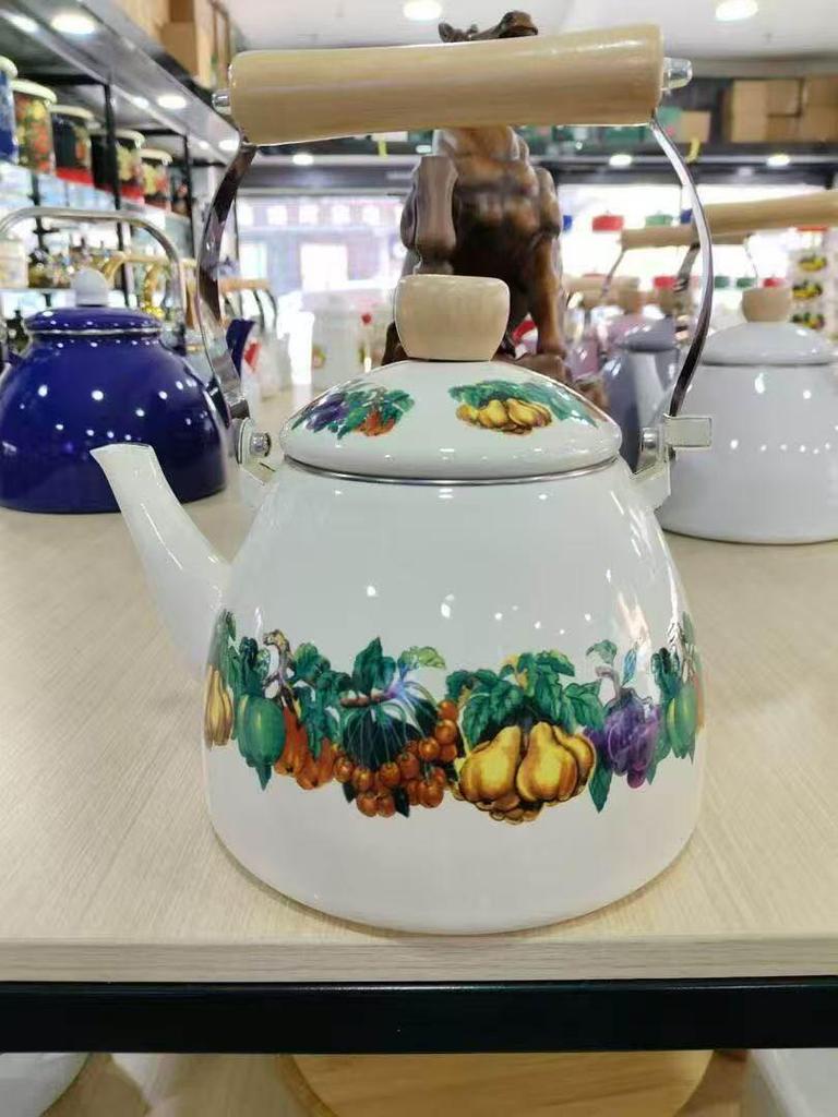 Ethnic Style Thickened Enamel Milk Tea Kettle for Induction Cooktops