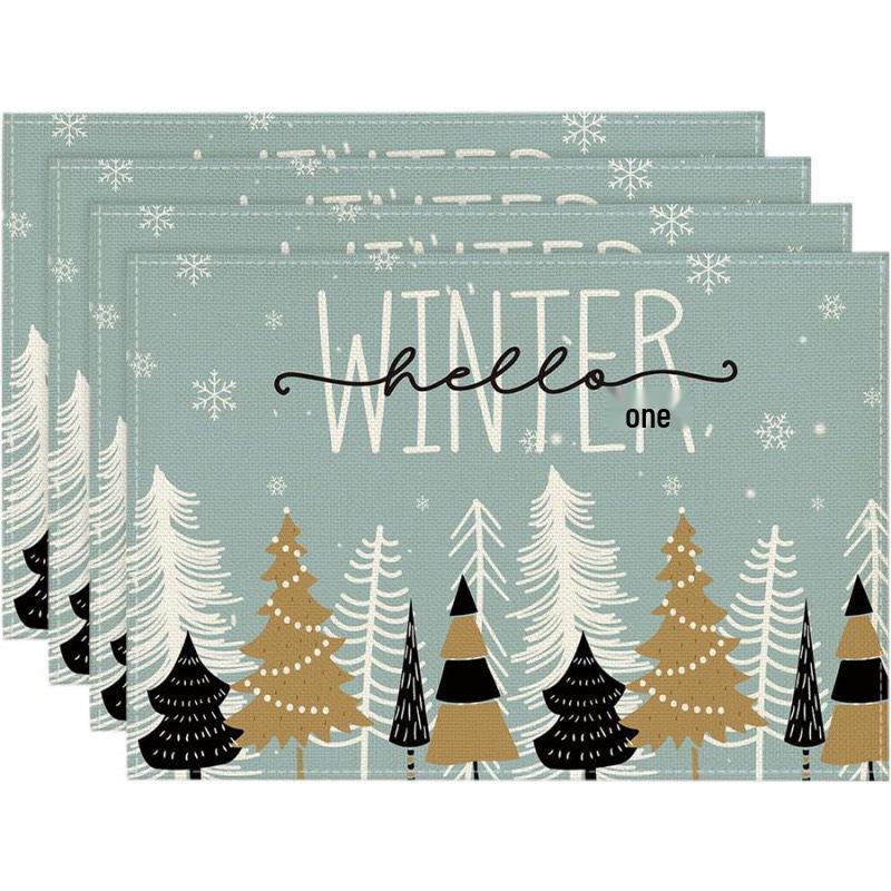 Cross-Border Bestseller Christmas Linen Placemat - Festive Letters & Colors for Restaurant Decoration