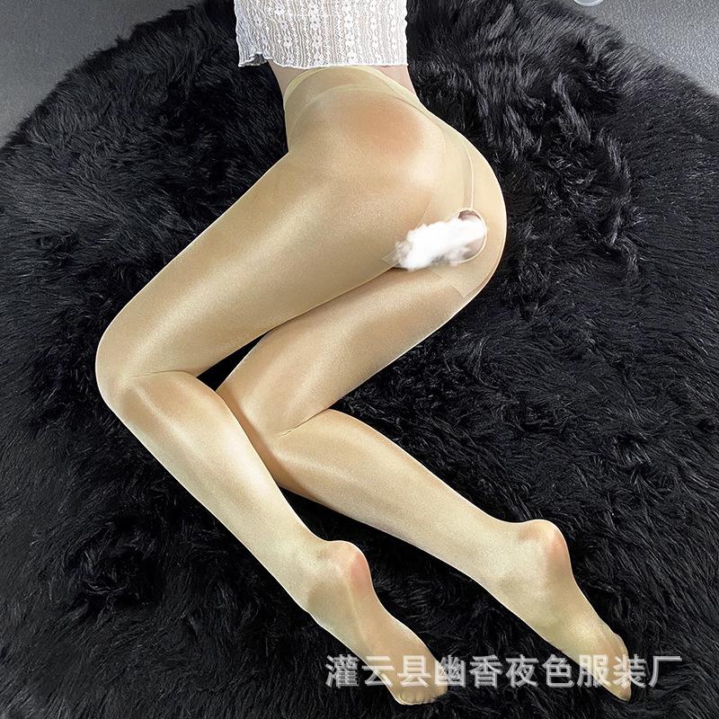 Fun Open Stockings Sexy Jumpsuit Open Crotch Temptation Fun Underwear Socks Oily Transparent