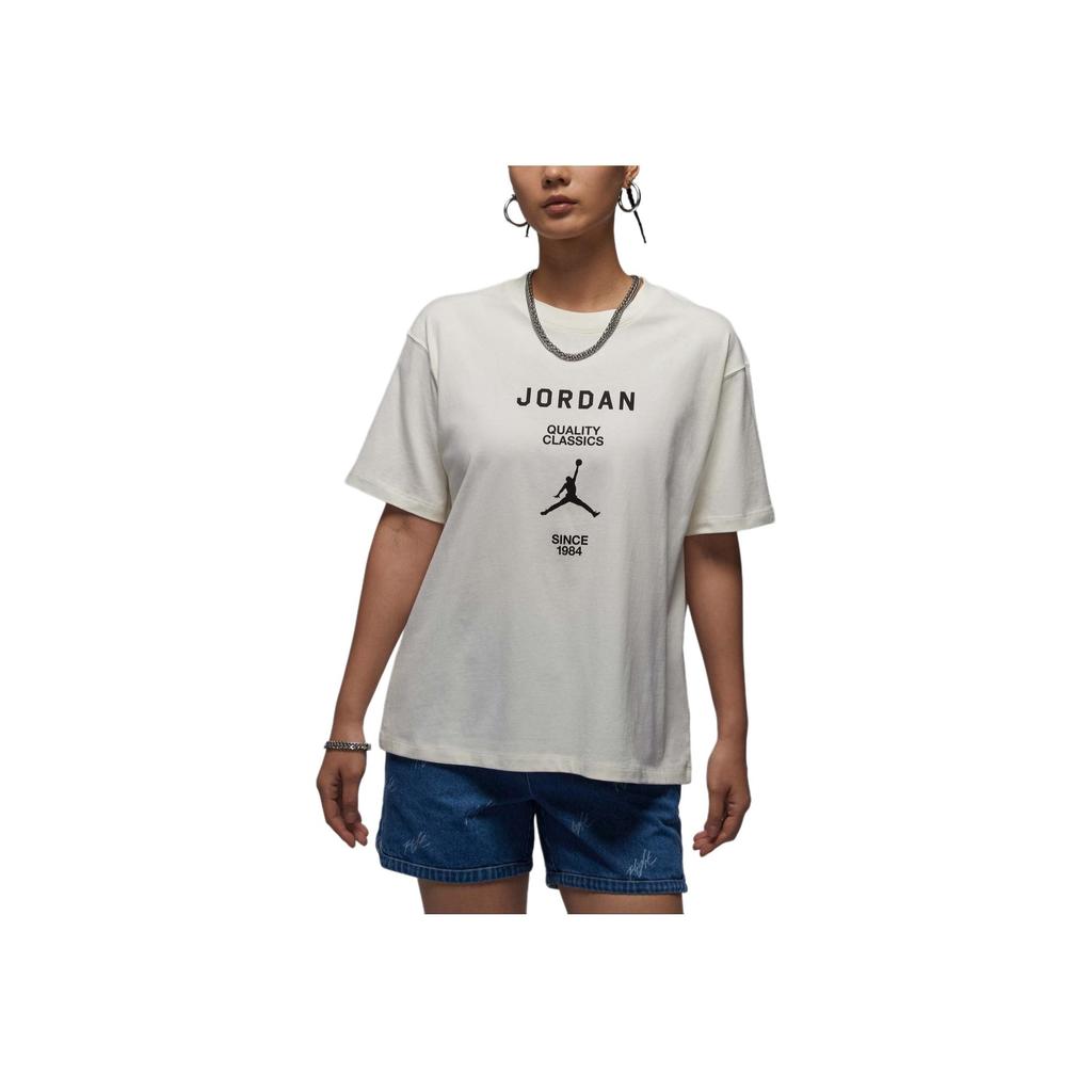 Jordan Alphabet Print Round Neck Short Sleeve T-Shirt Women Tops White FZ0618-133