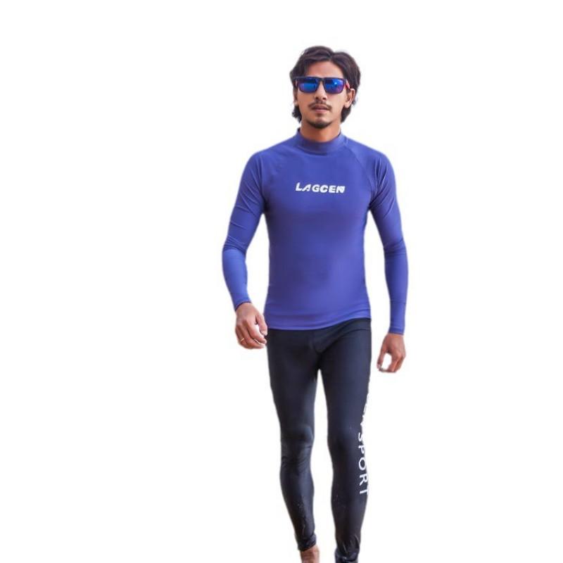 Mens Long Sleeve Full Coverage Rash Guard Set UV Protection Dive Suit Surfing Snorkeling Water Sports