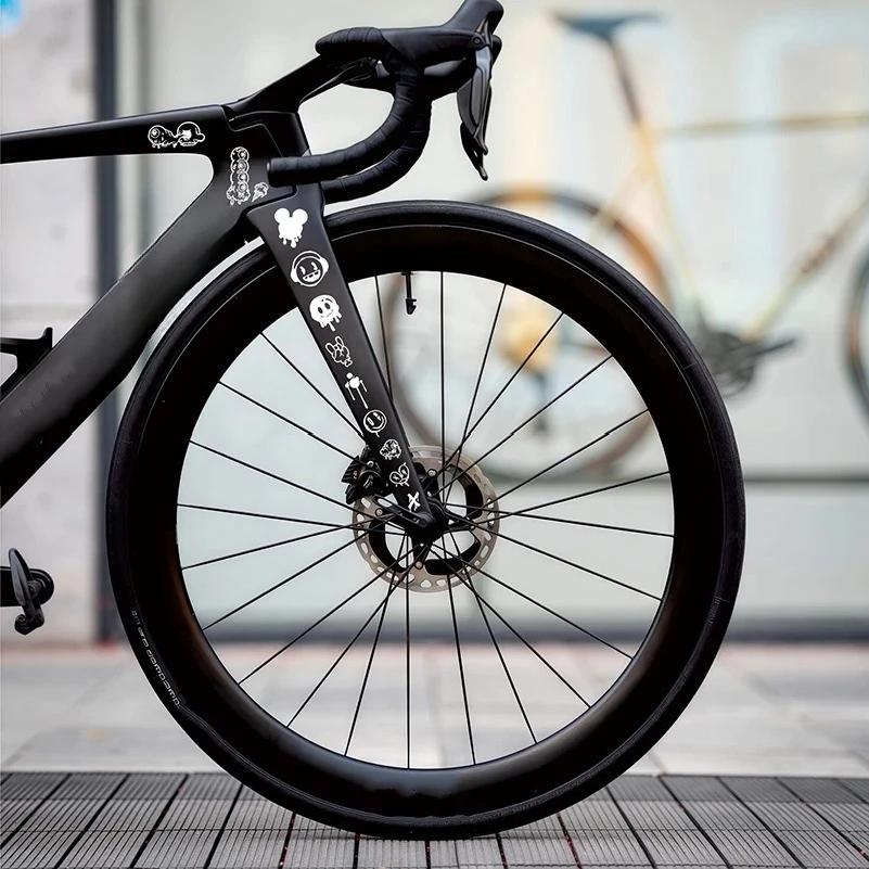 Adesivi per Bicicletta Graffiti Cartoni Animati Per Telaio Bicicletta Tubo Superiore Fai da Te Riflettenti Impermeabili Adesivi per Ciclismo Adesivo per Telaio Bici da Strada