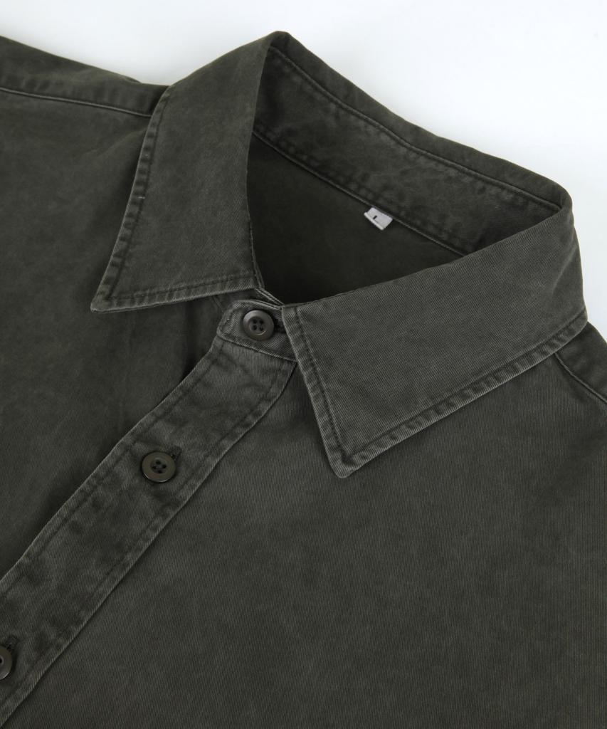 ORIGINALDAY Vintage Oversized Pigment Washed Shirt Khaki