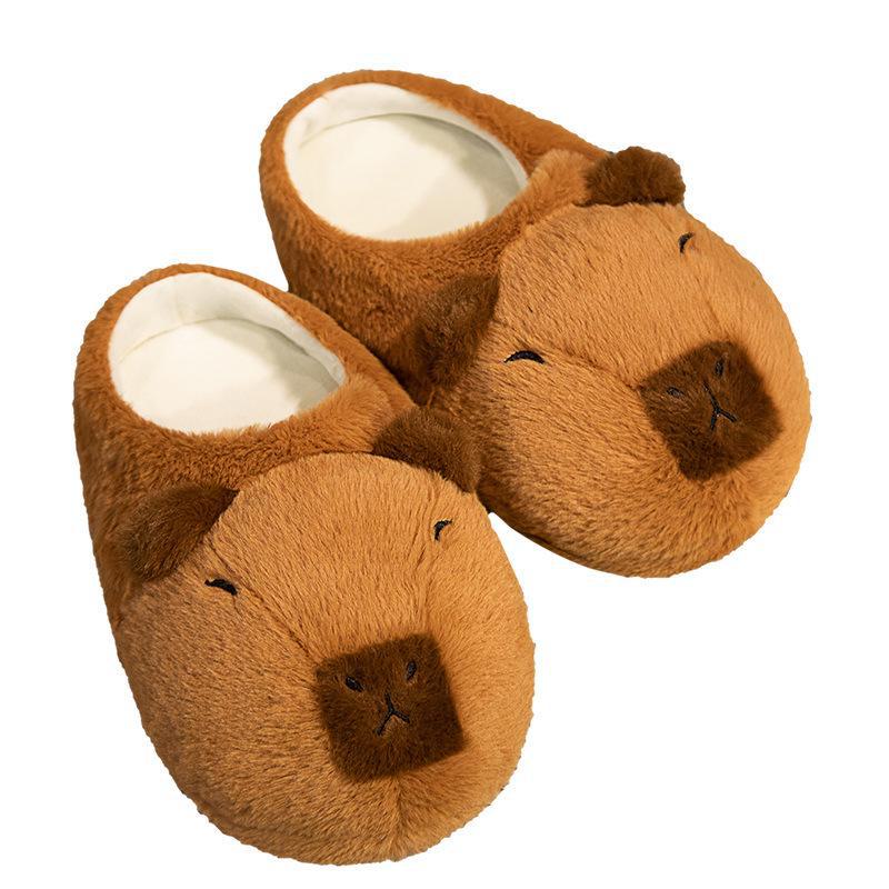 Cozy Capybara Slippers: Warm, Non-Slip Cotton Shoes for Indoor Winter Wear and Doll Play for Girls