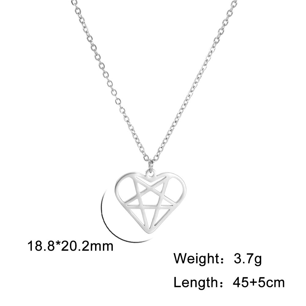 Unift Heartagram Pentacle Pentagram Necklaces for Women Stainless Steel Jewelry Fashion Geometric Pendant Neck Chain Accessories